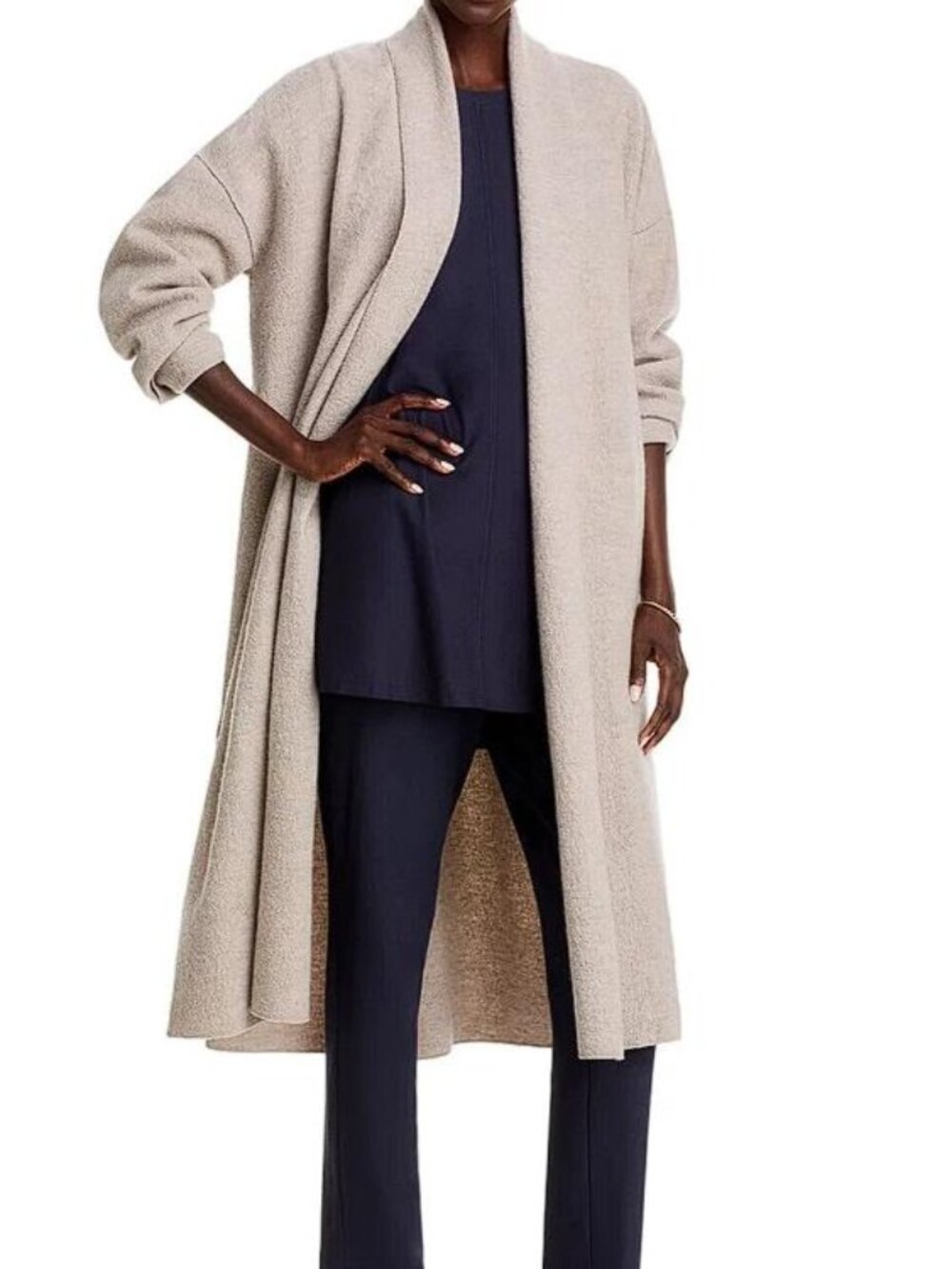 (Damaged) EILEEN FISHER Women's Lightweight Boiled Regenerative Wool Icon Coat